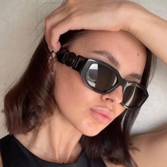 Versace VE4361 536087 Oval Sunglasses – Black/Grey - Picture 1 of 13